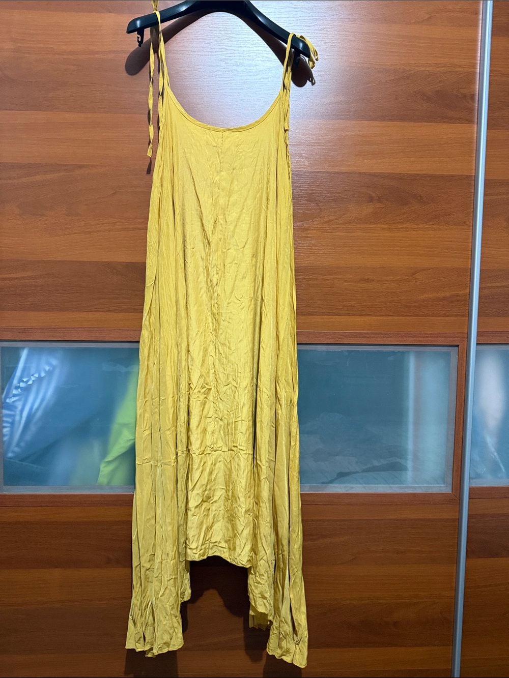 Yellow Women's Slip Dress with Adjustable Tie Straps